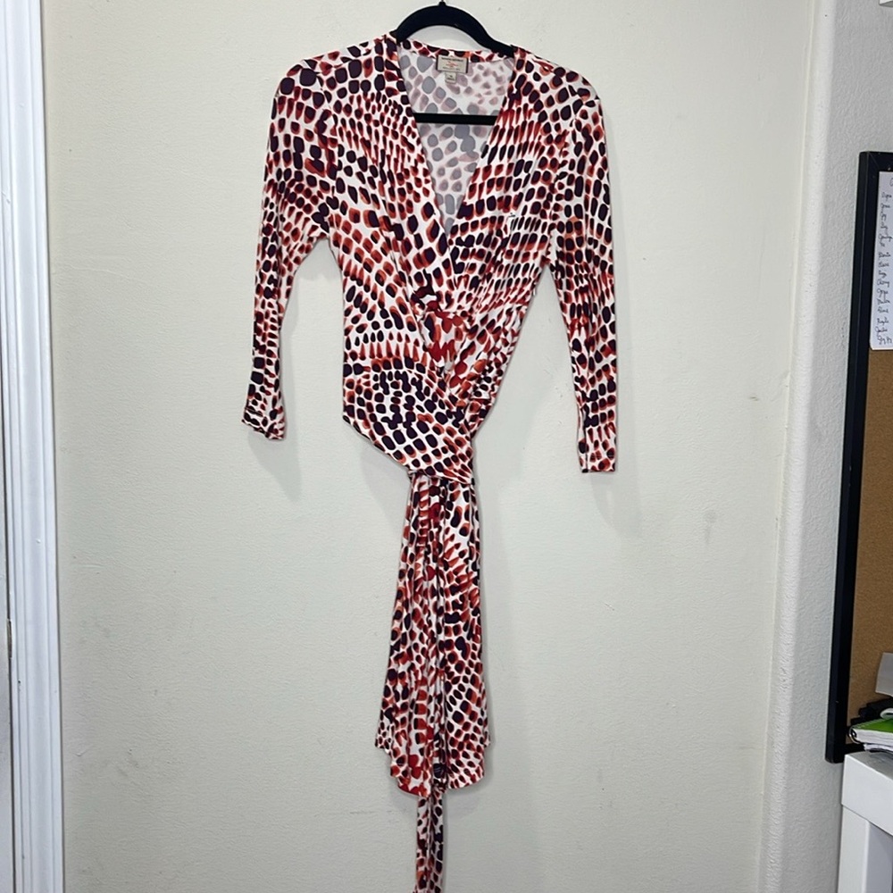 Banana Republic Issa London Womens M Wrap Style Dress Rayon Orange Retro Office